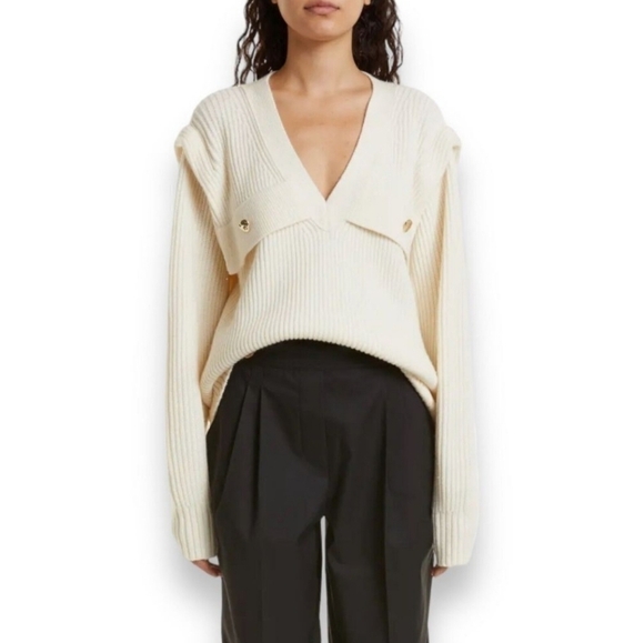 Tanya Taylor Rhodes knit sweater chalk small NWT - Picture 1 of 9